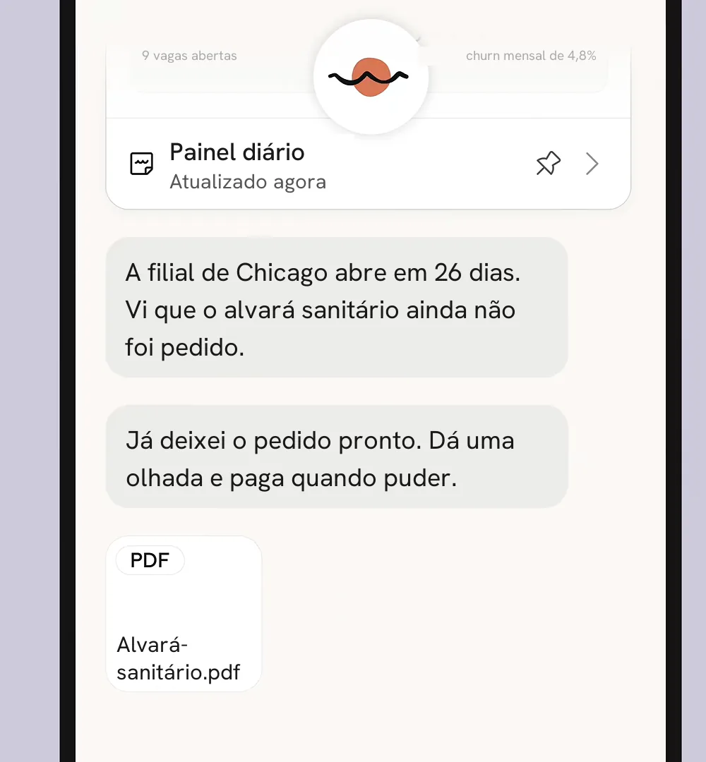 Tela do Claude Duet avisando que a licença da filial ainda não foi pedida e que o pedido já está pronto para revisar.